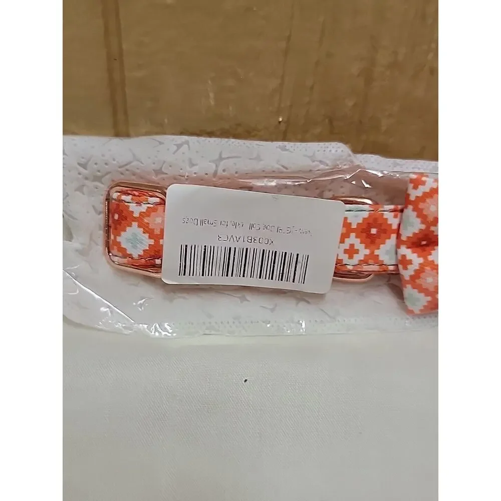 Female Small Dog Collar Orange 1/2